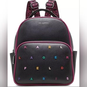 Karl Lagerfeld Black Leather Backpack